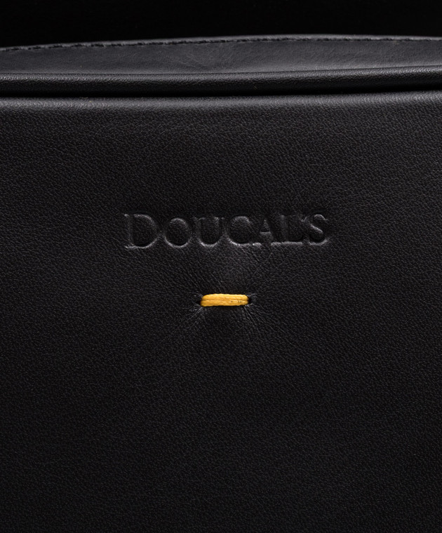 Doucal's Чорний шкіряний рюкзак з тисненням логотипа DZ001002UT284 зображення 4