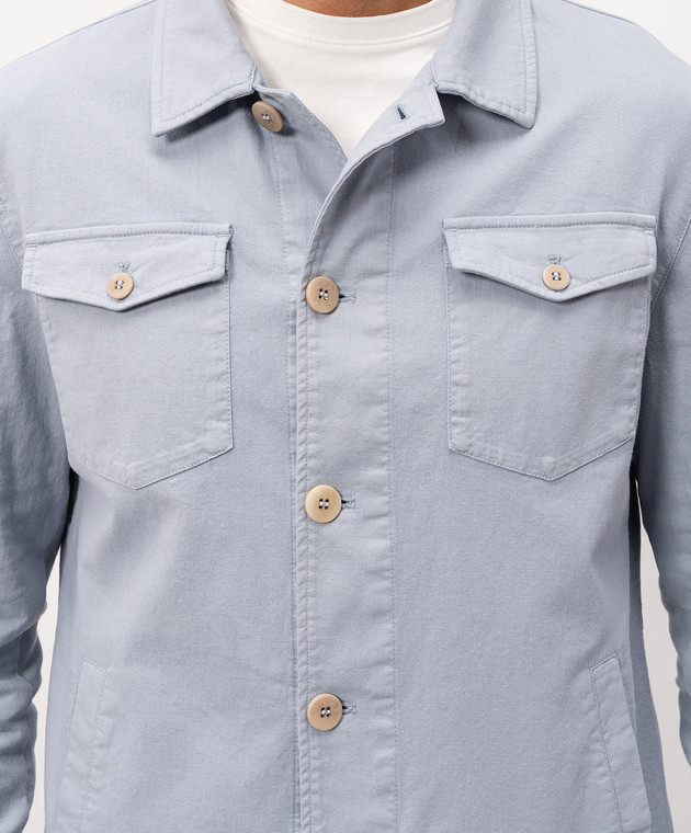 Florentino Голубая куртка с леном в стиле рубашки 126347613724 изображение 5