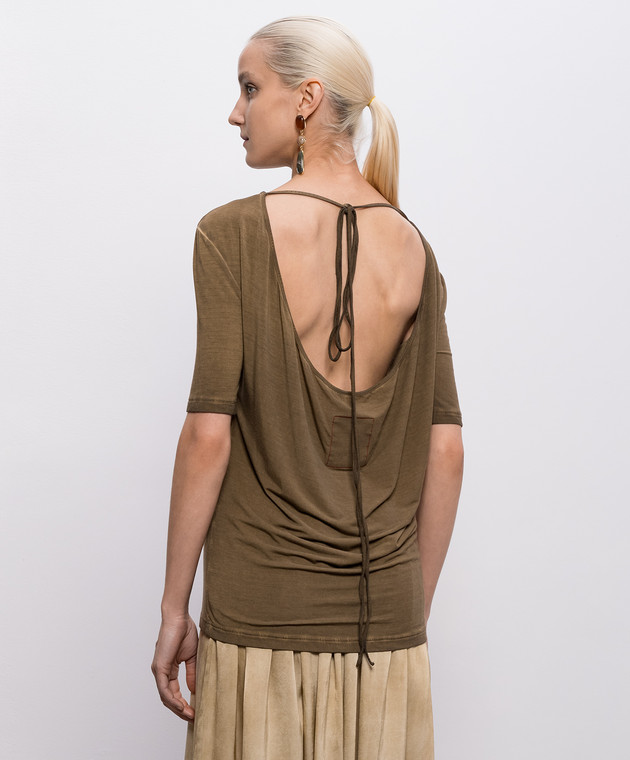 UMA WANG Коричнева футболка Tea UW1038 зображення 4