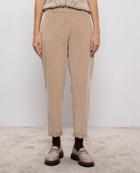 Peserico Бежевые вельветовые брюки с отворотами P04680T303646