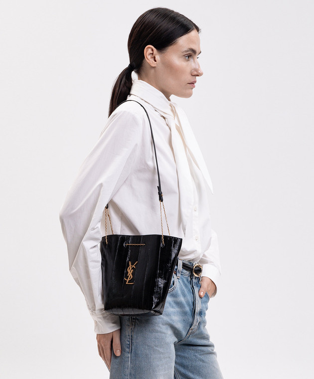 Saint Laurent Чорна сумка зі шкіри вугра 801070EABJS зображення 2