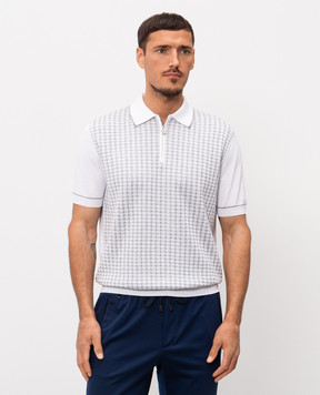 Stefano Ricci Біле поло з шовком у візерунок K616463P31F26225