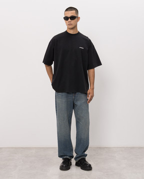 Vetements Черная футболка с контрастным принтом логотипа MH27TR144B