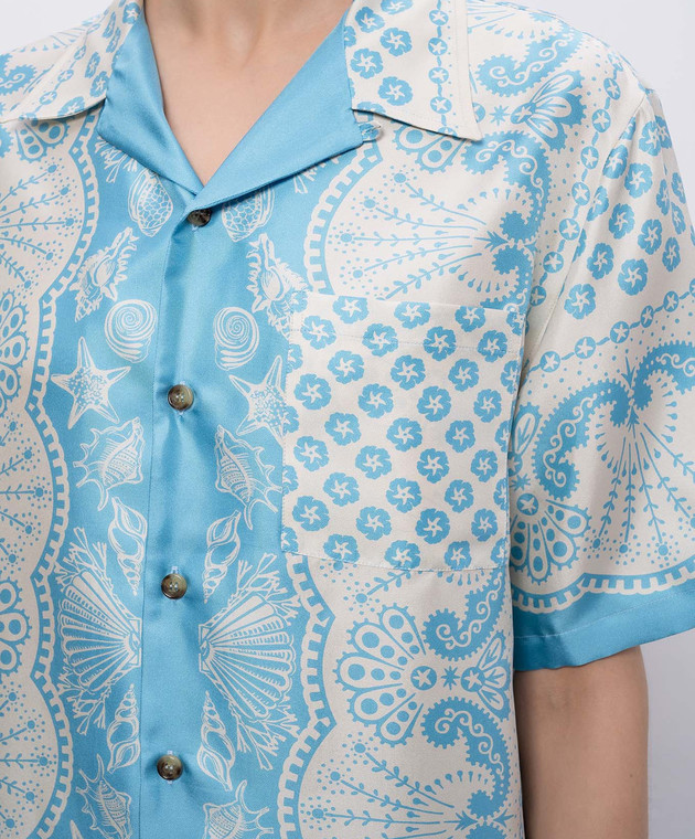 MANTERO 1902 Голубая блуза Leon из шелка 0217A2811T0879H изображение 5