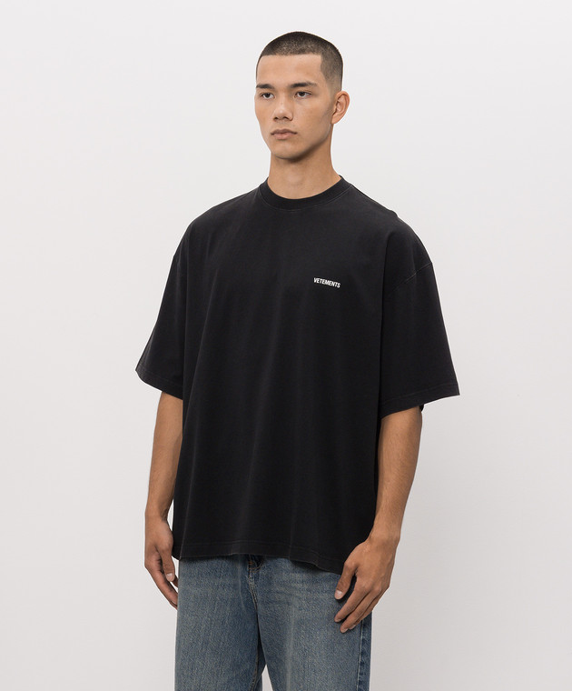Vetements Чорна футболка з контрастним принтом логотипа MH27TR144B зображення 3