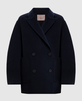 Twinset Голубое двубортное пальто с шерстью 262TP2012
