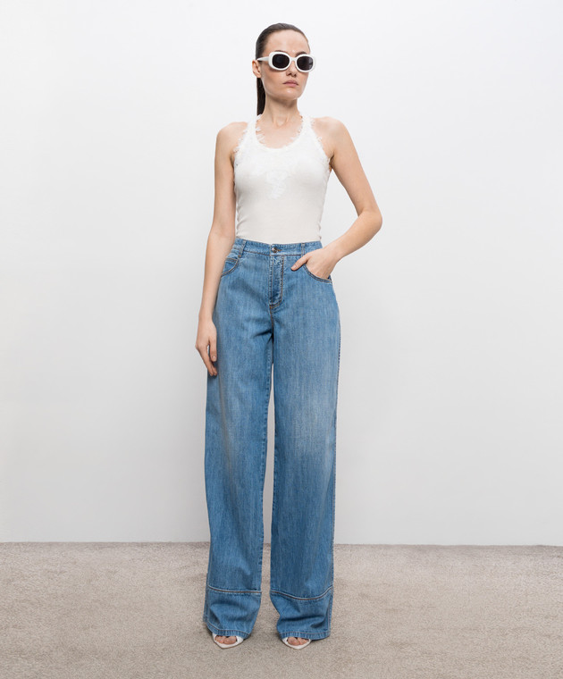 Ermanno Scervino Голубые джинсы с эффектом потертости D487P304FRQ изображение 2