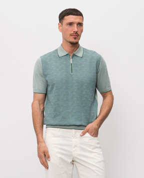 Stefano Ricci Зелене поло з шовком з блискавкою K212034P31F26190