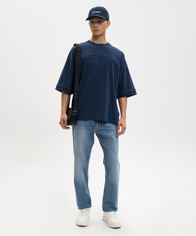 Palm Angels Синя футболка з логотипом PMAA10QS26JER001 зображення 2