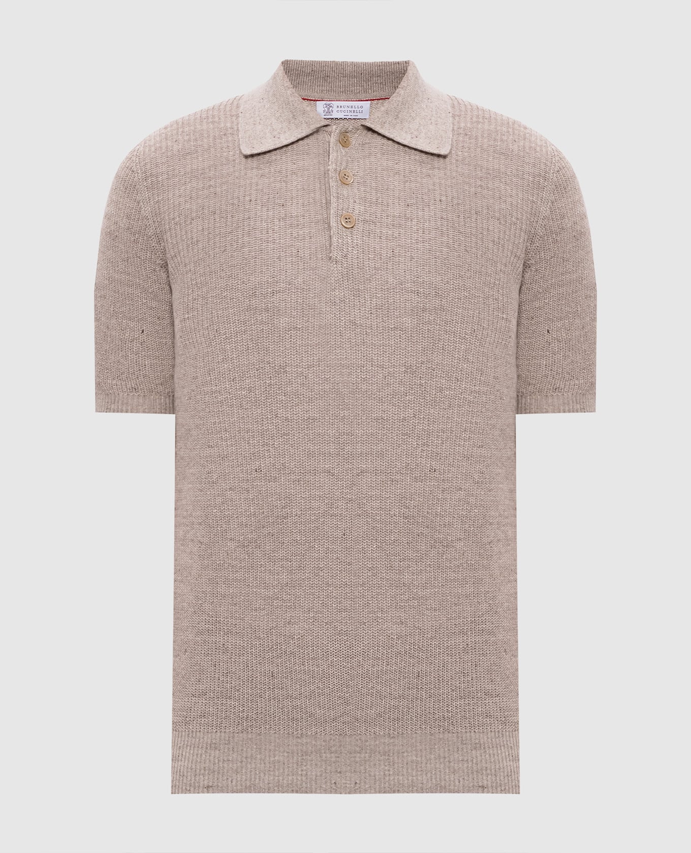 Бежевое поло с леном