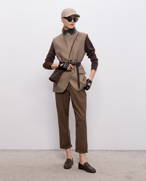 Brunello Cucinelli Бежевый жилет из шерсти в узор с люрексом MG5467259P