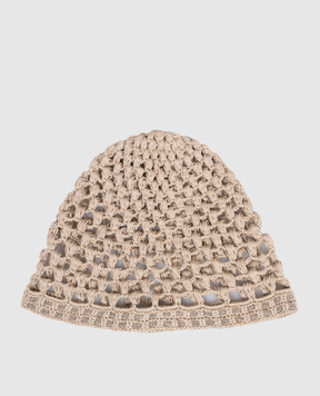 Peserico Бежева ажурна шапка з ланцюжком моніль E36222C0RCC849