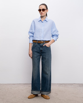 Woolrich Голубая рубашка с льном CFWWSI2013FRUT5295