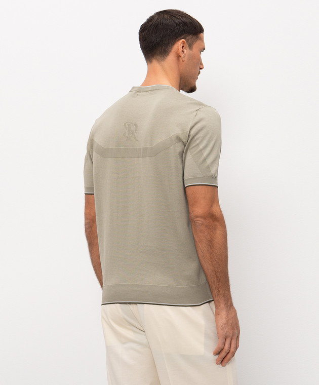 Stefano Ricci Футболка цвета хаки с узором монограмм K616448G10F26115 изображение 4