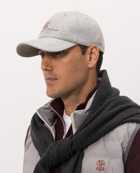 Brunello Cucinelli Сіра кепка з вовни з вишивкою логотипа M038P9850