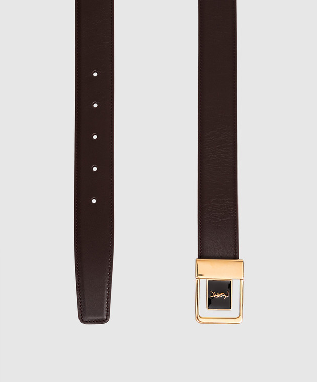 Saint Laurent Бордовый кожаный ремень с эмблемой 732556AAB25 изображение 3