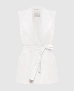 Peserico Белый жилет из льна с поясом A03028A02606