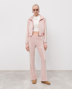 Palm Angels Рожева велюрова спортивна куртка Chenille PWBD045S26FAB001