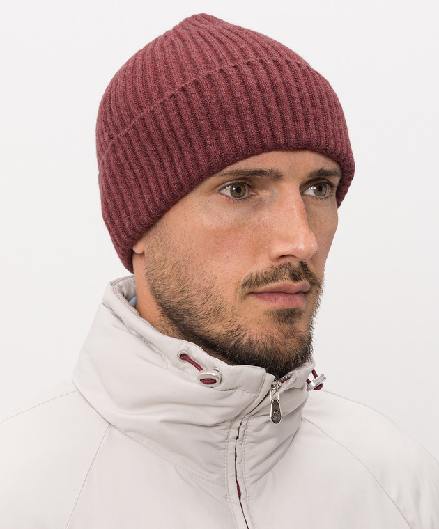 Brunello Cucinelli Бордова шапка з кашеміру M2293900 зображення 2