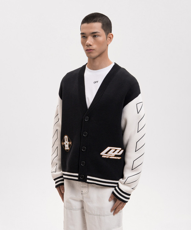 Off-White Чорний кардиган з вишивкою 44MHB019S26K002 зображення 3