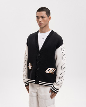 Off-White Чорний кардиган з вишивкою 44MHB019S26K002