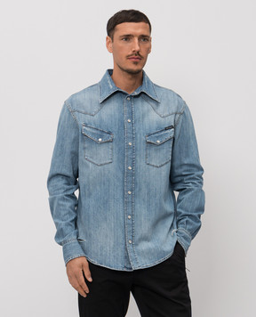 Dolce&Gabbana Синя джинсова сорочка з проріхами G5OD5DG8OJ3