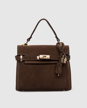 Gianni Notaro Коричнева замшева сумка-сетчел SUEDE з підвіскою 099SUEDEORO