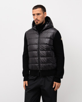 Moncler Черная комбинированная куртка K20919B00041M1131