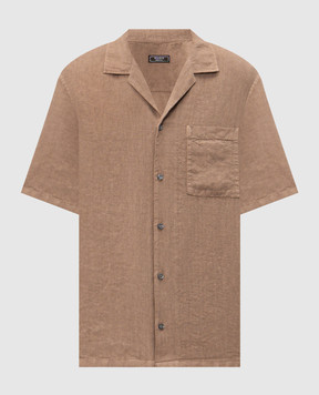 Peserico Коричнева сорочка з короткими рукавами з льону R56049T002494
