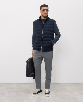 Enrico Mandelli Синий пуховый жилет из шерсти 3T570A4531