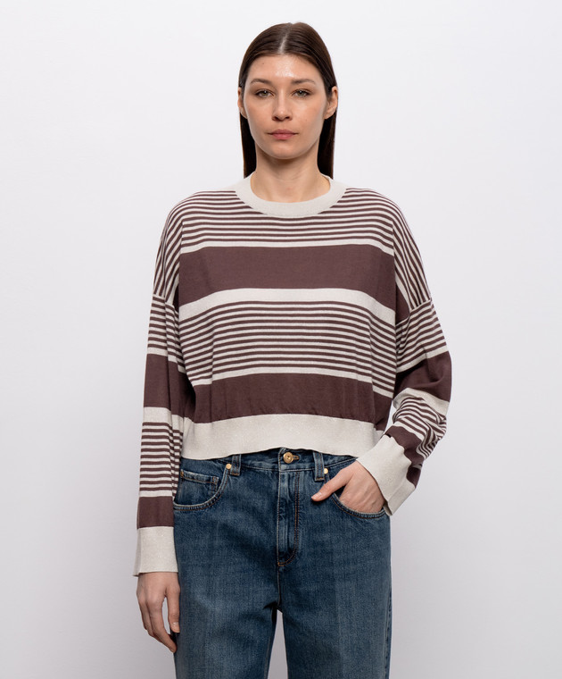 Brunello Cucinelli Джемпер з кашеміром та шовком в смужку M41855310P зображення 3