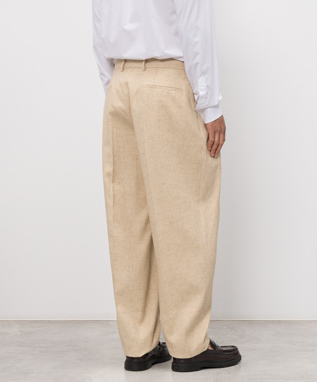 Dolce&Gabbana Бежеві штани з льону, шовку та коноплі GP10DTFUTDB зображення 3