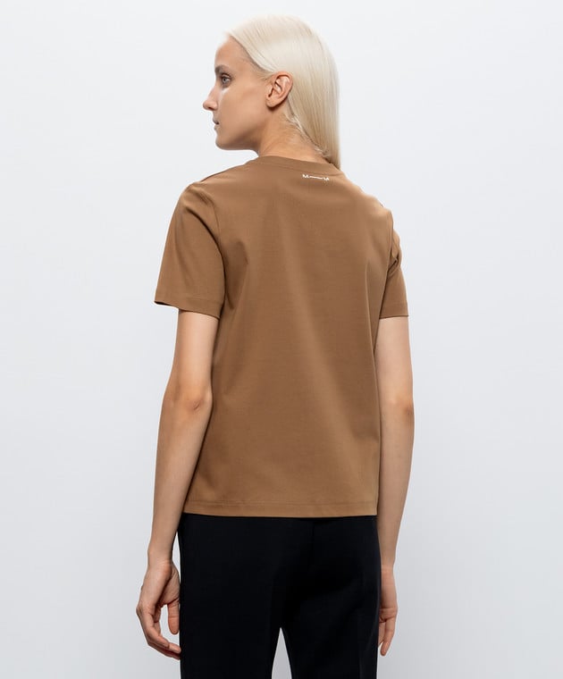 Max Mara Коричневая футболка LEXPLOIT с вышивкой MMLEXPLOIT изображение 4