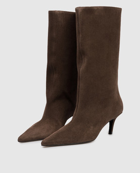 Amina Muaddi Коричневые замшевые сапоги Fiona 15S365686FIO