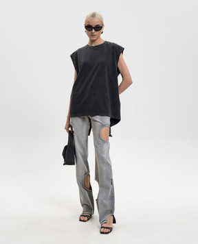 Off-White Сірий топ Butterfly з вінтажним ефектом 2AC019S26JER001