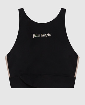 Palm Angels Чорний топ з принтом логотипом PWVO039S26FAB001