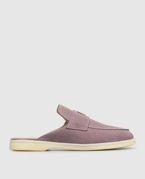 Babe Pay Pls Фіолетові замшеві мюлі з гравіюванням логотипа 231108ZA