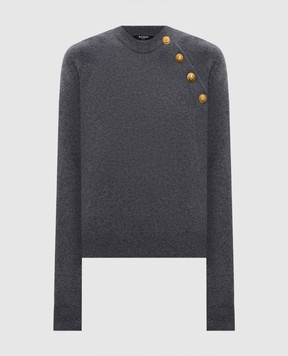 Balmain Серый джемпер из шерсти и кашемира GF1KA130KI87
