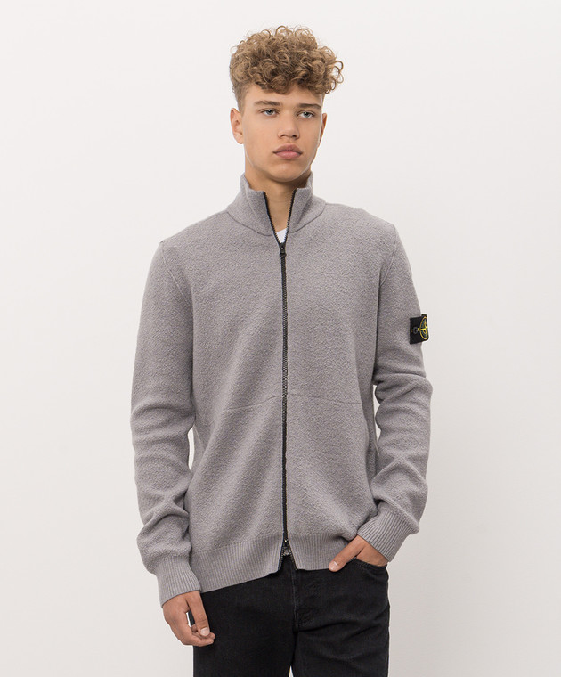 Stone Island Серый кардиган из шерсти L2S155100012S01C4 изображение 3