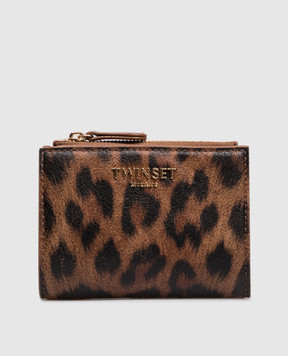 Twinset Коричневый портмоне в анималистичный принт 252TL8010