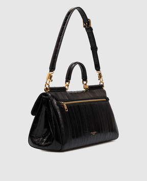 Dolce&Gabbana Черная кожаная сумка My Sicily с пластиной логотипа BB7782B8291