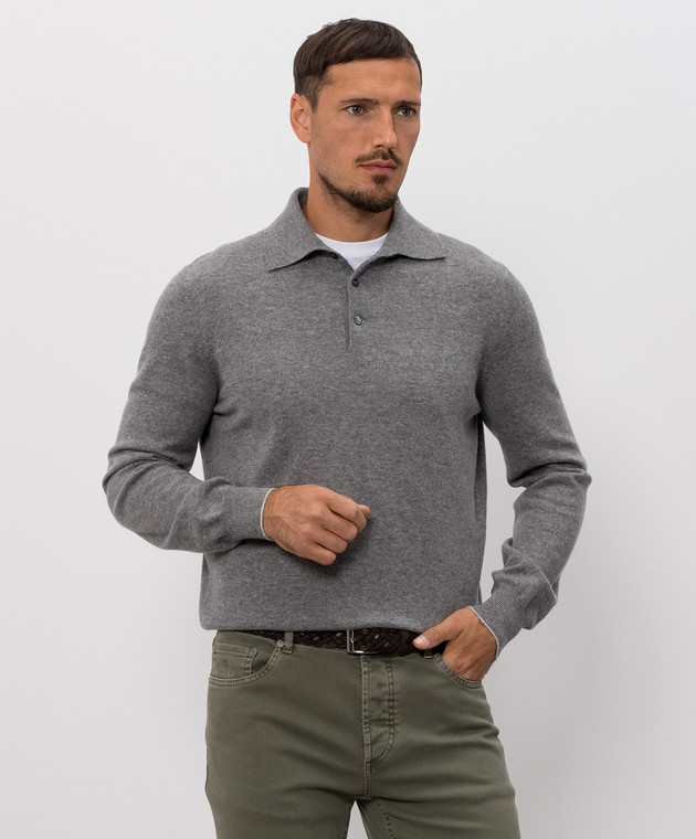 Brunello Cucinelli Серое поло из кашемира M2200295 изображение 3