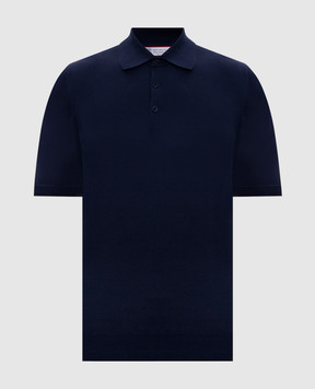 Brunello Cucinelli Синее поло с окантовкой M29800125
