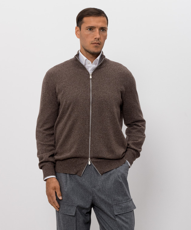 Brunello Cucinelli Коричневый кардиган из кашемира MQS00106 изображение 3