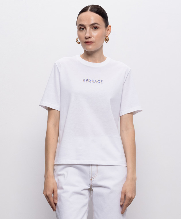 Versace Біла футболка з логотипом 10259731A18690 зображення 3