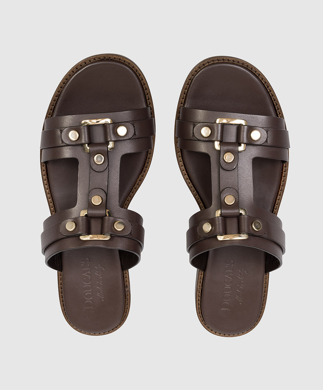 Doucal's Коричневі шкіряні шльопанці DD8771MARNUF073 зображення 4