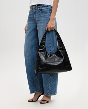 Alexander Wang Чорна шкіряна сумка-хобо з фактурним логотипом 20226K62L