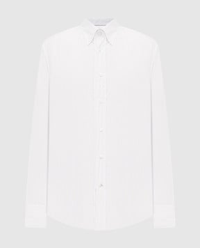 Brunello Cucinelli Белая рубашка в полоску MB6411716