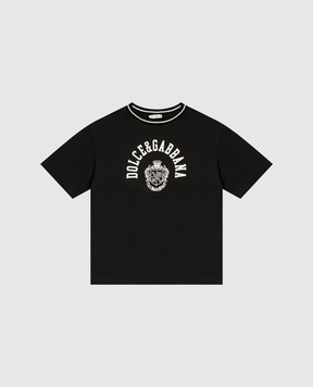 Dolce&Gabbana Дитяча чорна футболка з логотипом L4JTHVG7PTO812+