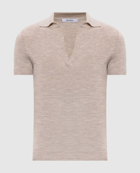 Max Mara Бежевый топ ALBERO из шерсти в рубчик MXMALBERO